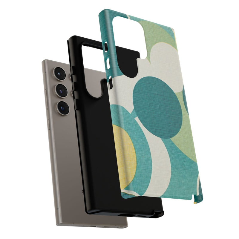 Retro Patroon met Blauwe en Gele Cirkels