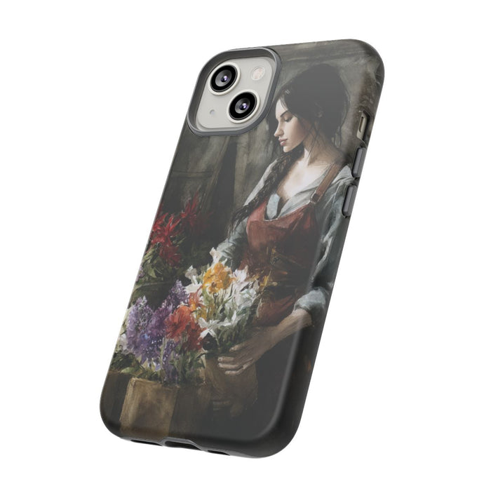 Vrouw die Bloemen Schikt in Kunstzinnige Stijl