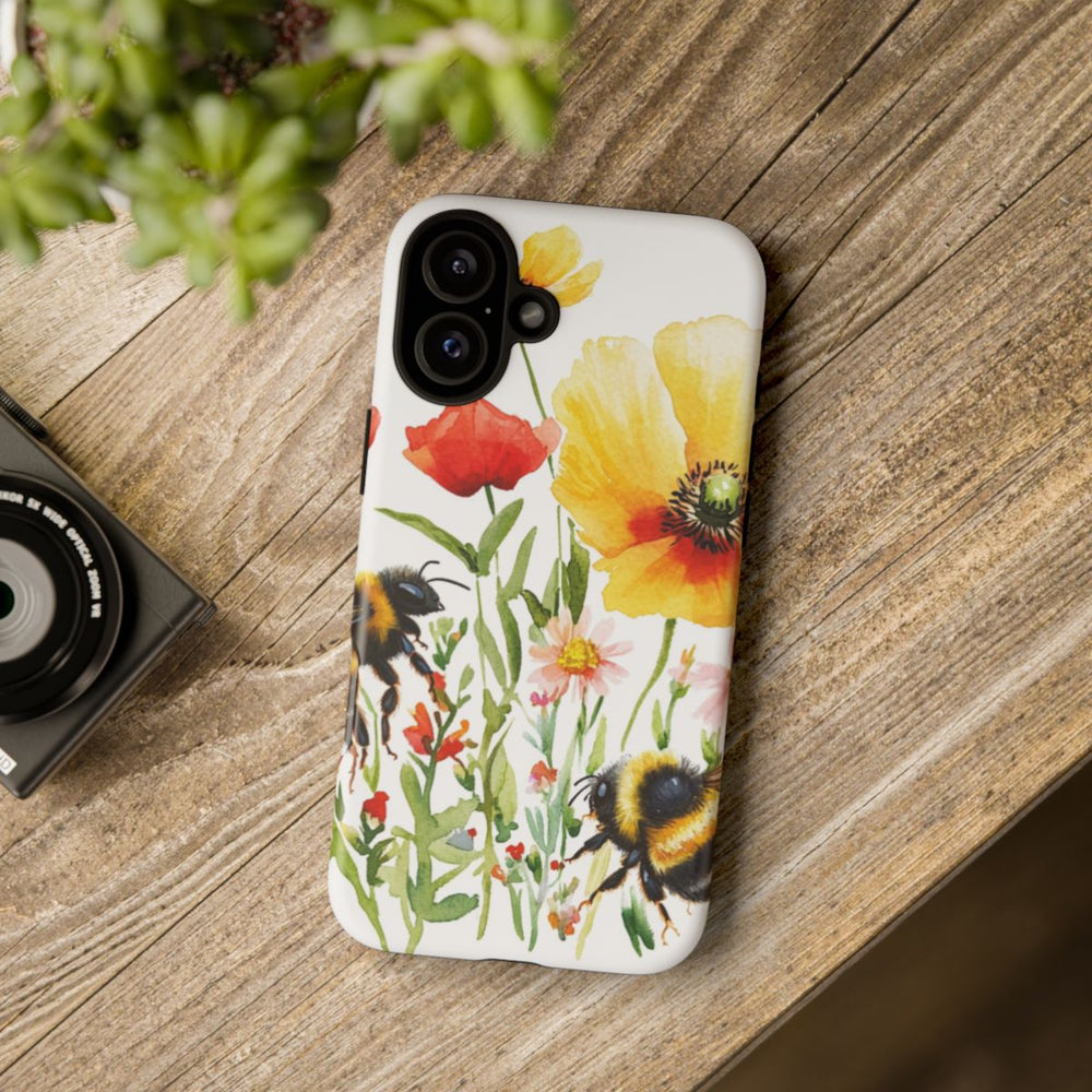 Aquarel Hommels en Wilde Bloemen