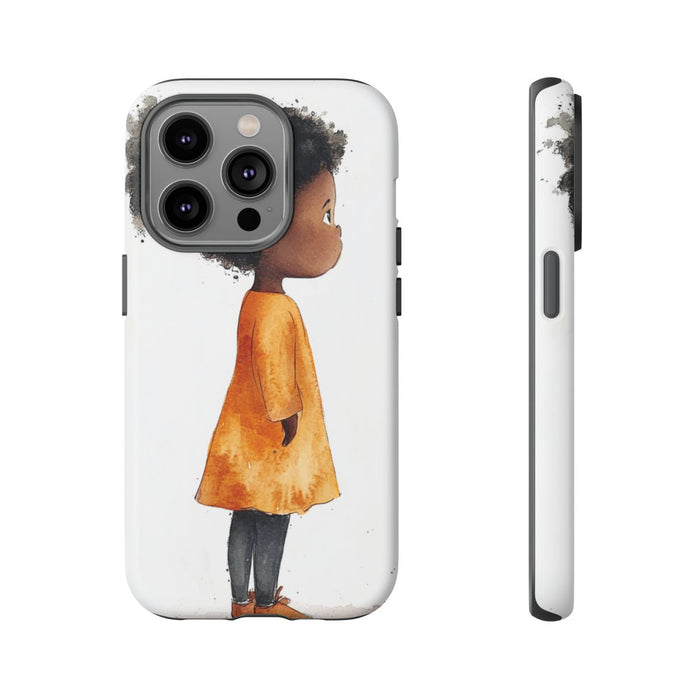 Minimalistische Waterverf Meisje met Oranje Jurk