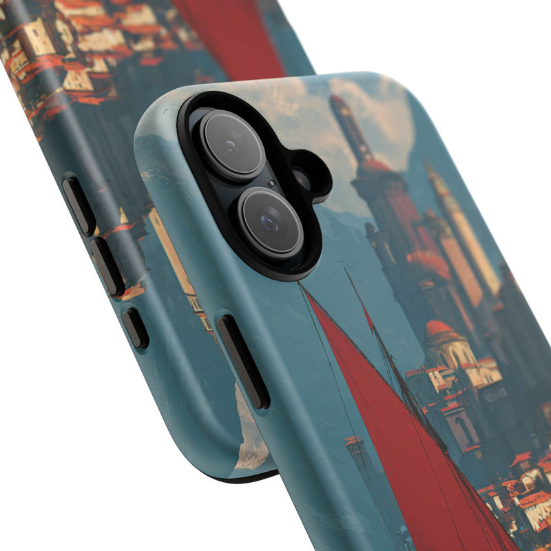 Roodzeilende Schepen bij Bergvesting