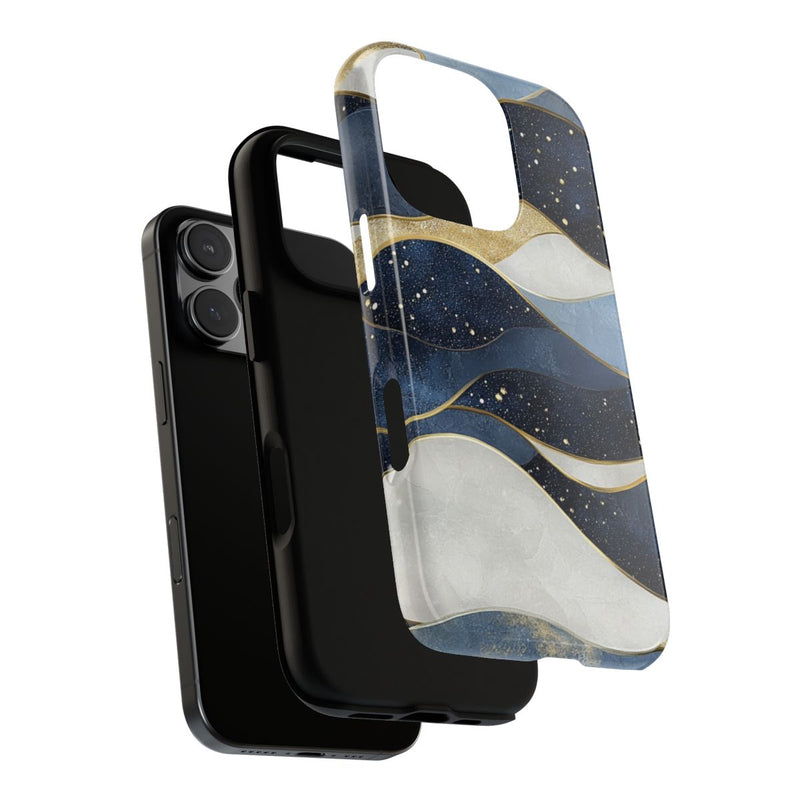 Abstract Blauw-Goud Golvenpatroon