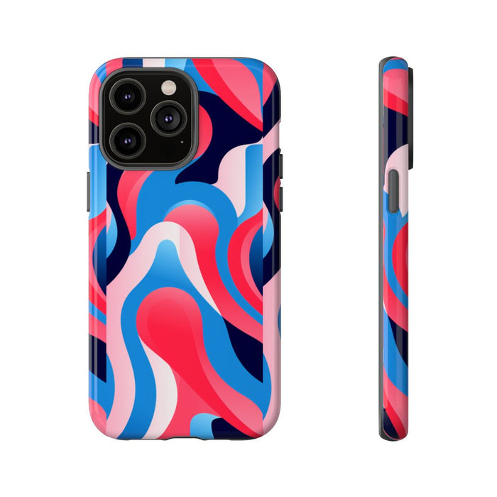 Blauw-Rood Abstract Golvend Patroon