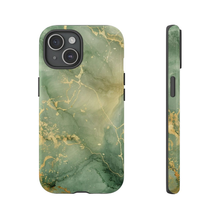 Groene en Gouden Marmer Abstract