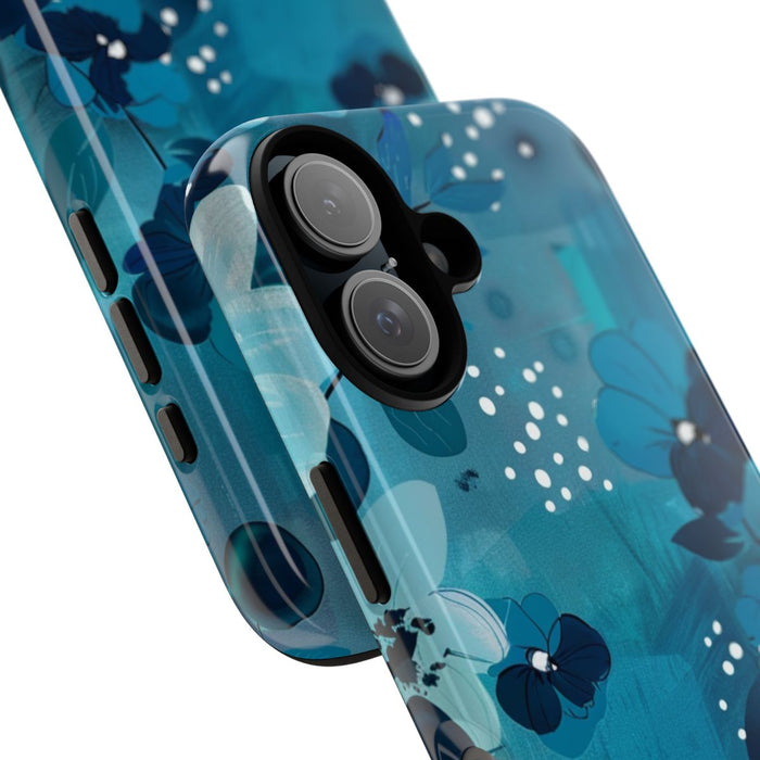 Turquoise Bloemenpatroon met Stippen