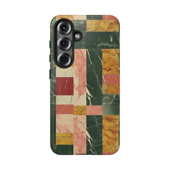 Retro Marmerpatroon in Geometrische Blokken