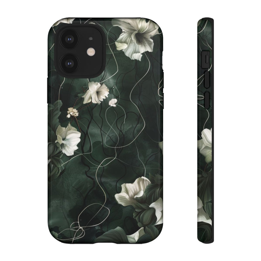 Donkergroene Bloemenranken met Glanzende Afwerking