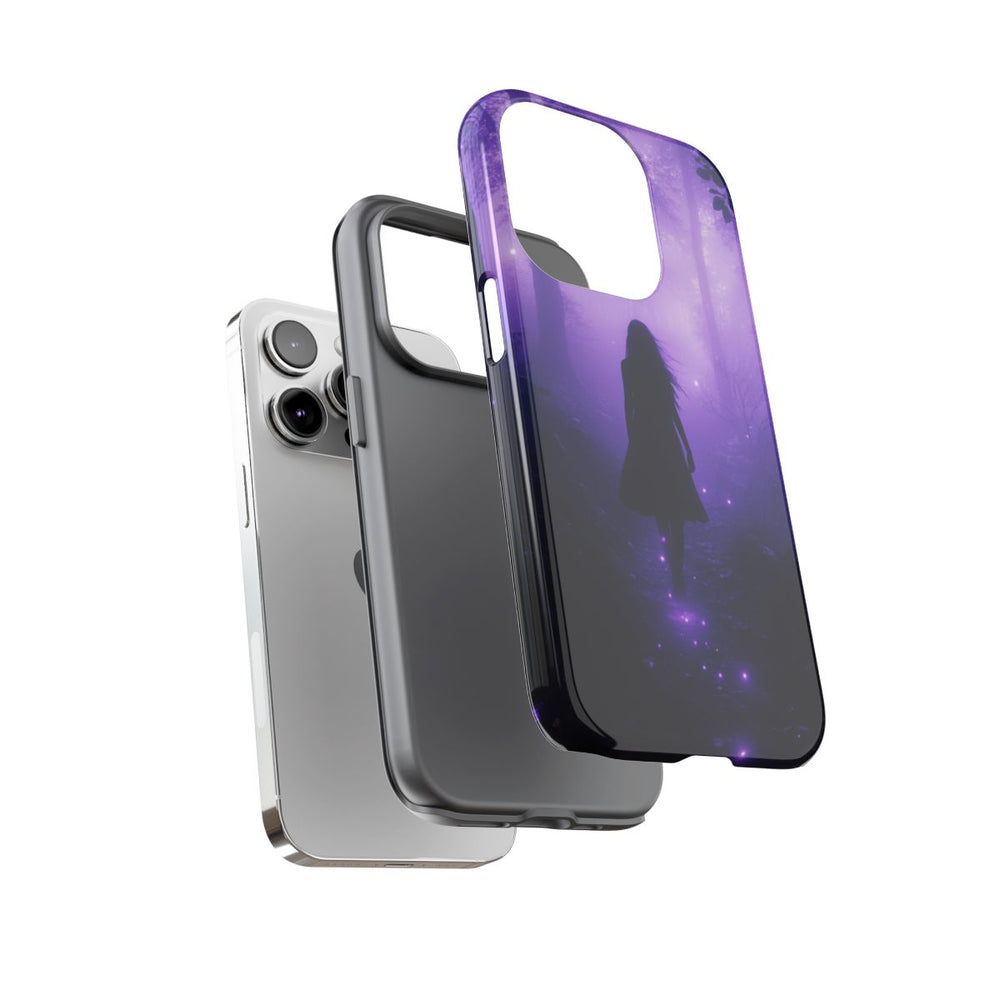 Silhouet in Gloeiend Paars Bos