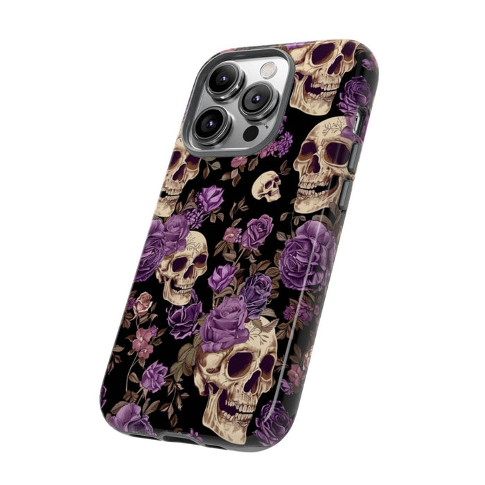 Paarse Rozen en Schedels Patroon