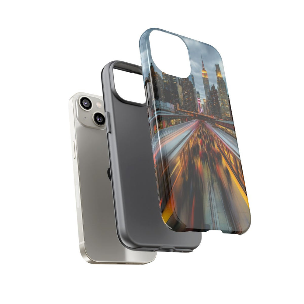 Stedelijke Skyline met Bewegende Metro