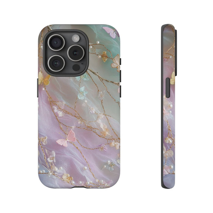 Iridescerende Pastel Vlinders en Rankmotief