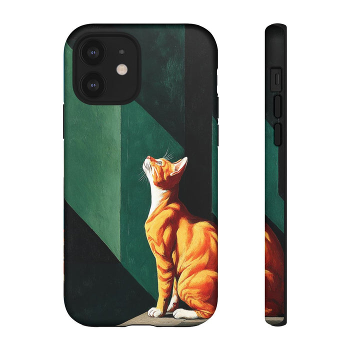 Oranje Kat in Surrealistisch Geometrisch Decor
