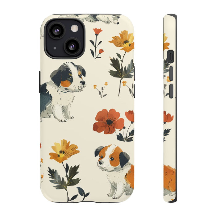 Schattige Puppy’s en Bloemenpatroon