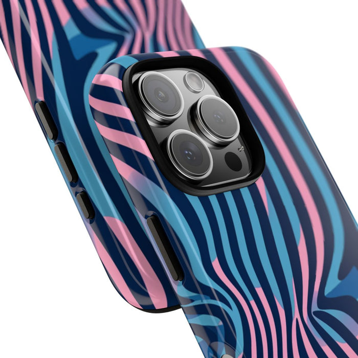 Golvend Blauw-Roze Optische Illusiepatroon