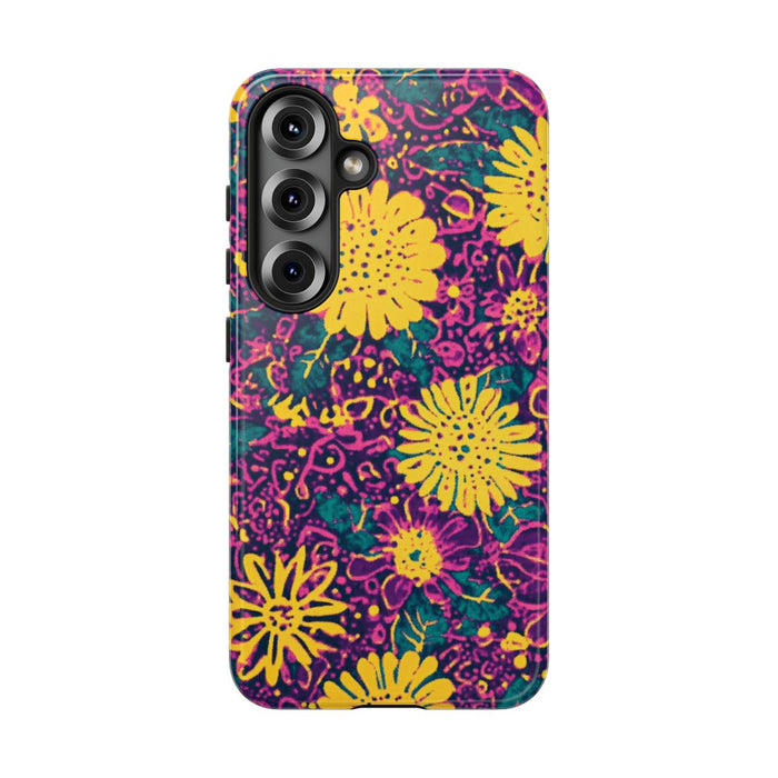 Gele en Paarse Bloemenprint