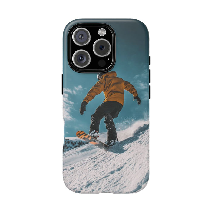 Snowboarder in Gele Jas op Besneeuwde Hellling