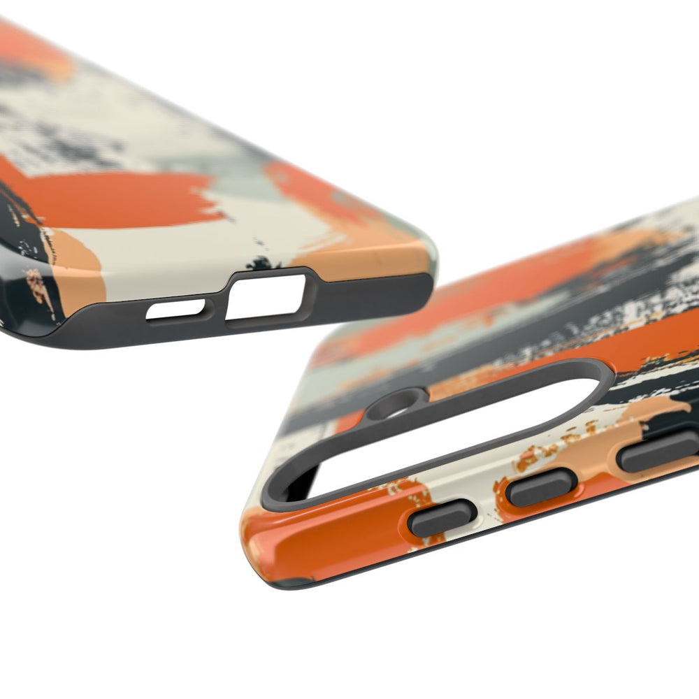 Abstract Oranje-Zwart Penseelstrepenpatroon
