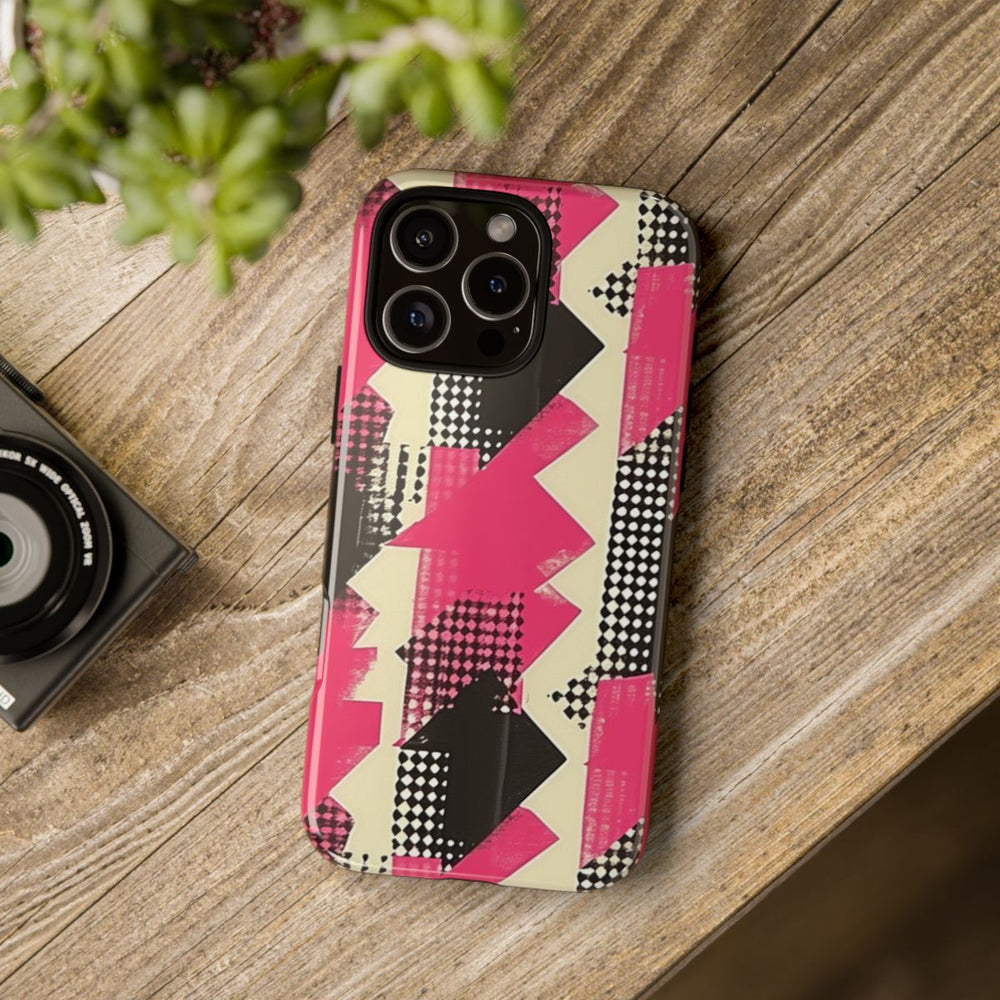 Roze en Zwart Abstract Geometrisch Patroon