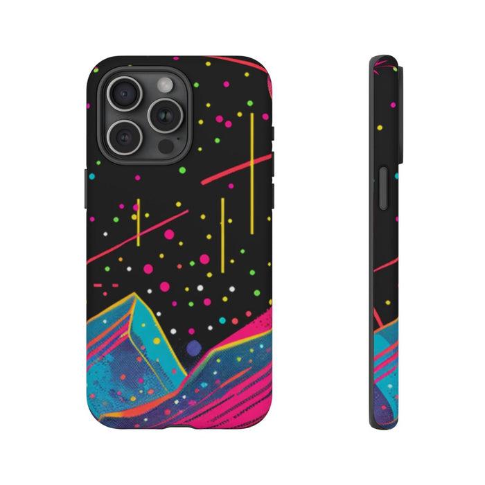 Neon Kosmisch Landschap met Planeten en Zon