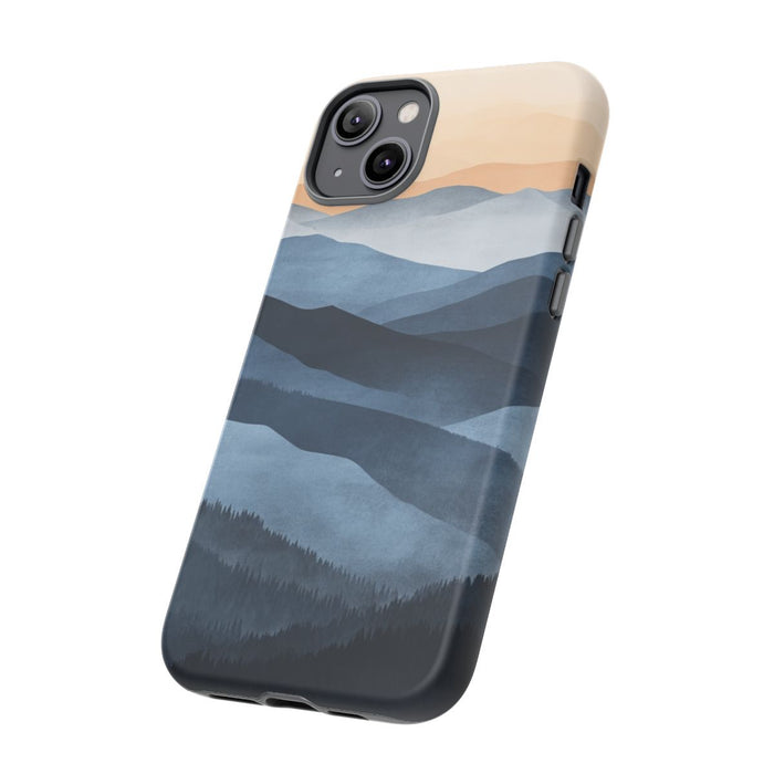 Gelaagd Berglandschap in Blauwe en Beige Tinten
