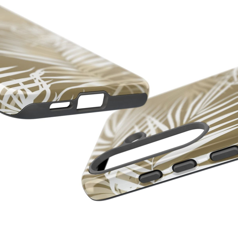 Witte Palmbladeren op Khaki Achtergrond