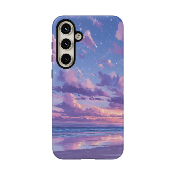 Serene Paarse Zonsondergang aan het Strand