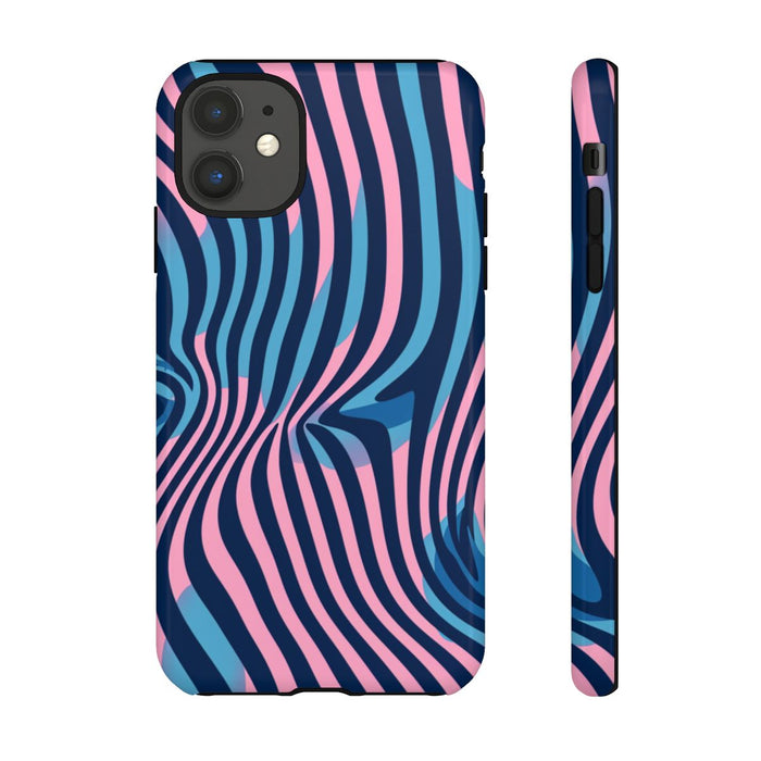Golvend Blauw-Roze Optische Illusiepatroon