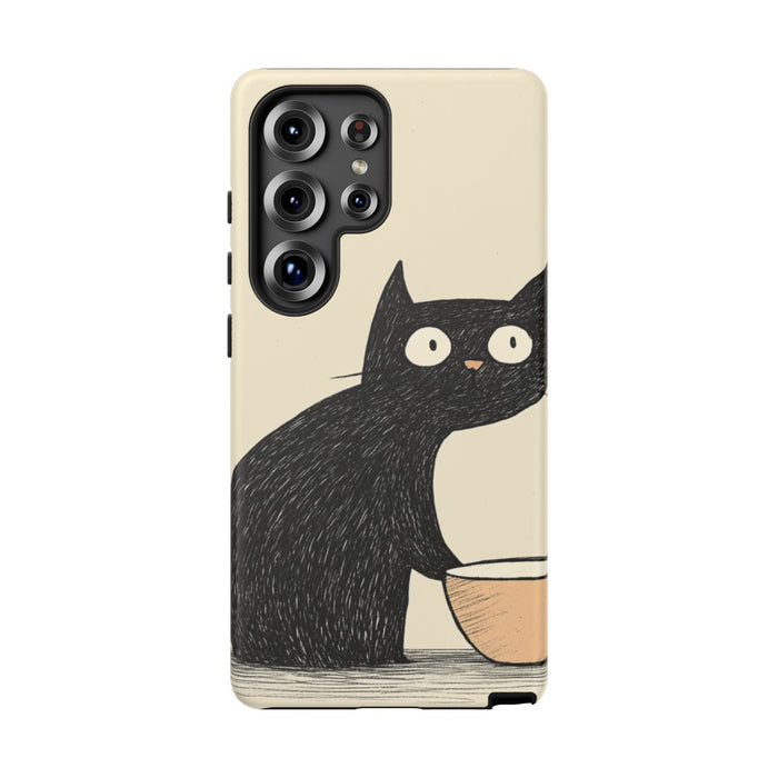 Zwarte Kat met Kom Illustratie
