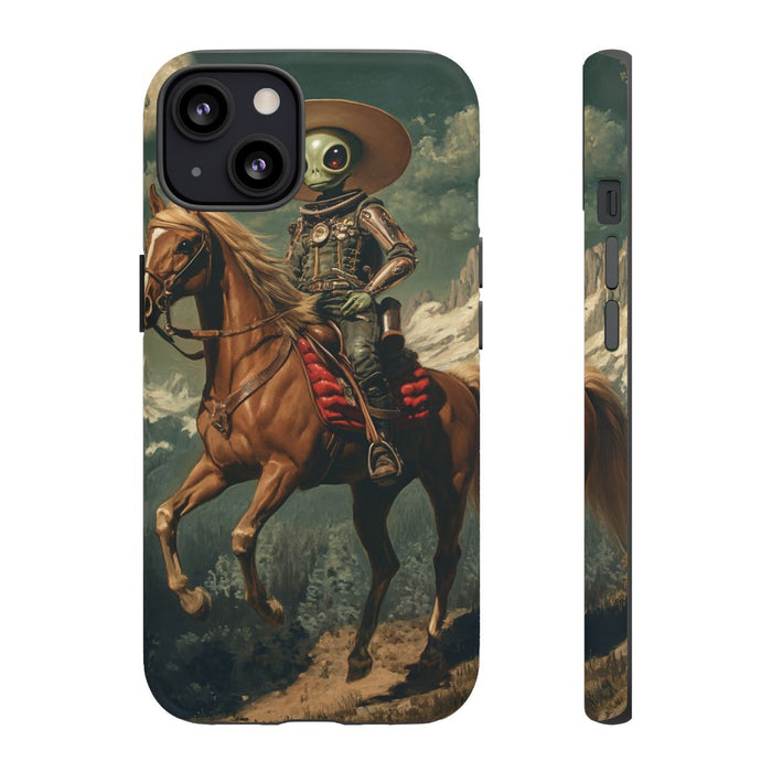 Buitenaardse Cowboy te Paard in Berglandschap