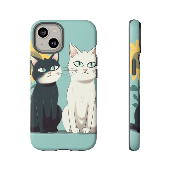Twee Cartoonkatten met Zonnebloem