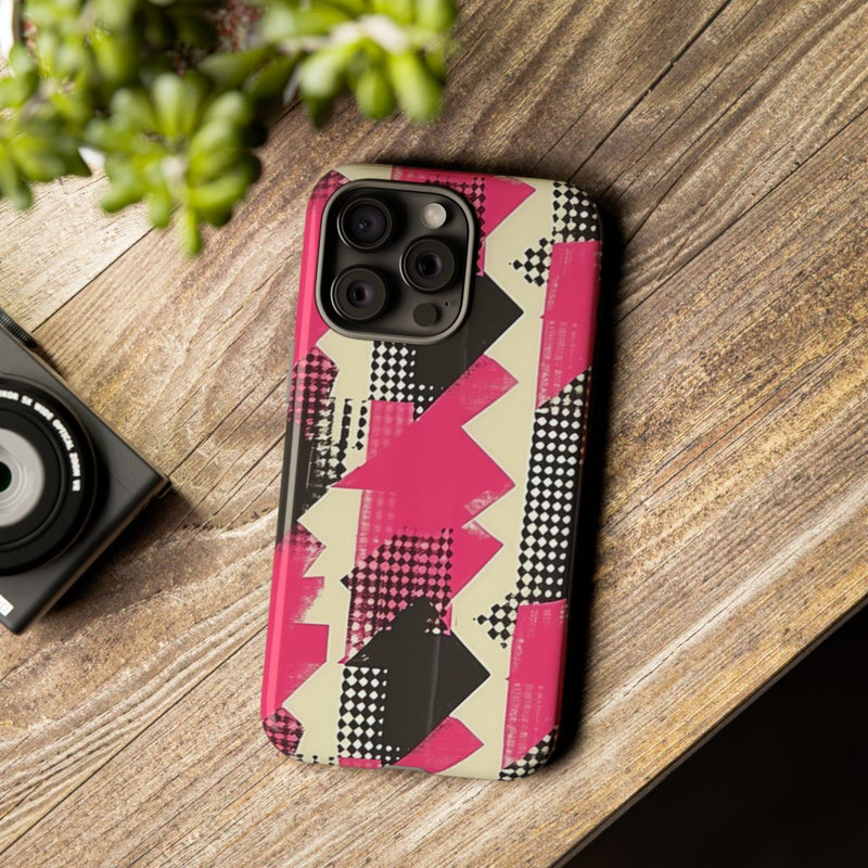 Roze en Zwart Abstract Geometrisch Patroon