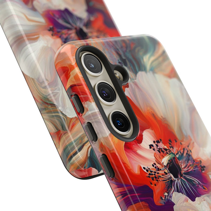 Abstracte Bloemmotieven in Rood en Wit