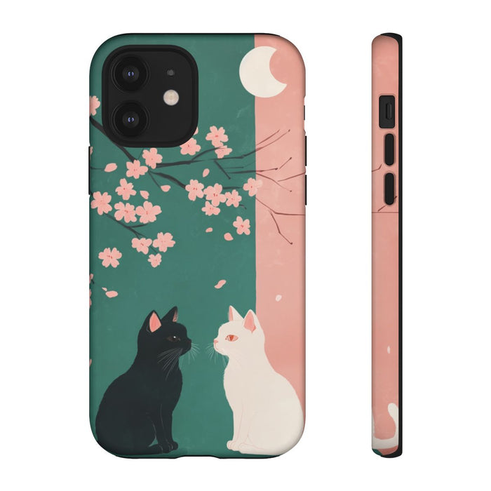 Zwarte en Witte Katten met Sakura Bloesem