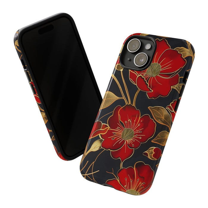 Rood-Gouden Bloemenpatroon