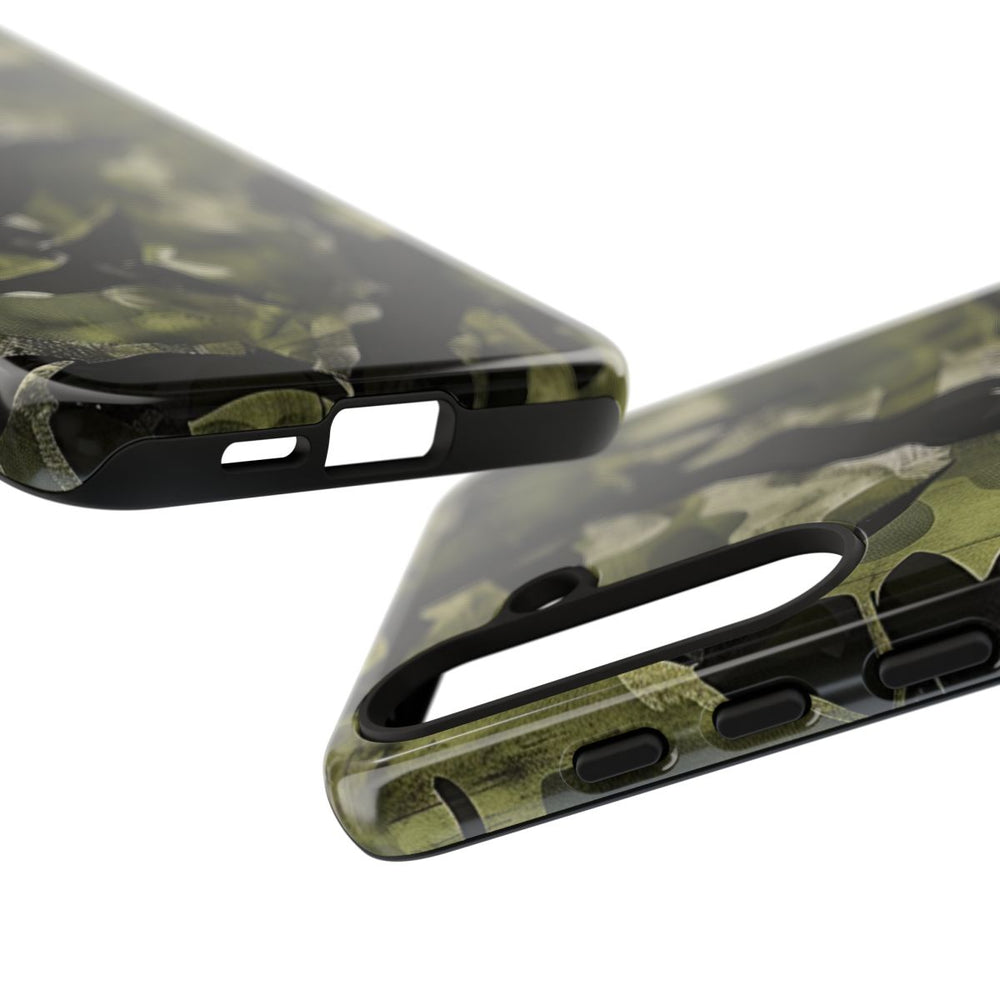 Groen Camouflagepatroon met Zwarte Abstracte Vormen