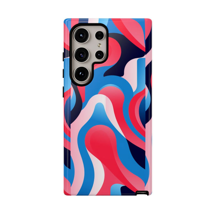 Blauw-Rood Abstract Golvend Patroon