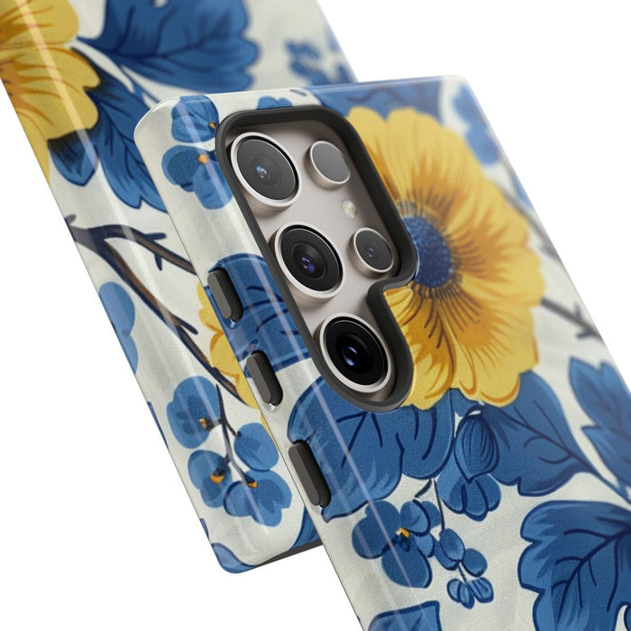 Blauw-Geel Bloemenpatroon