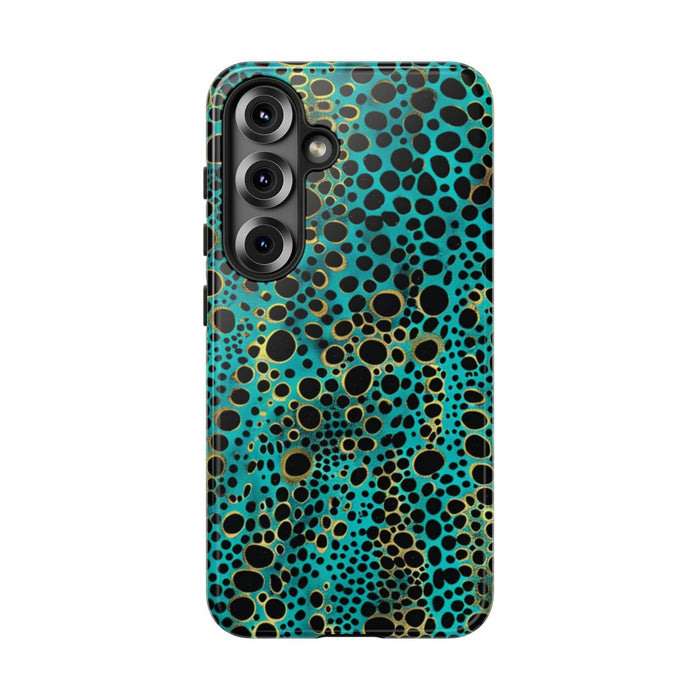 Turquoise en Zwart Abstract Stippenpatroon
