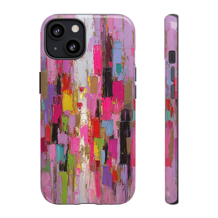 Levendige Abstracte Kleurenblokken met Gouden Accenten