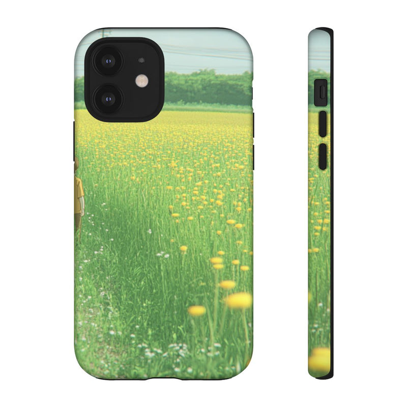 Jongen Wandelt Door Geel Bloemenveld