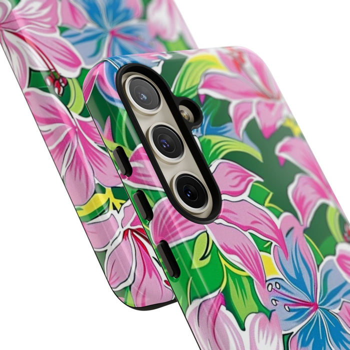 Roze en Blauwe Bloemenprint