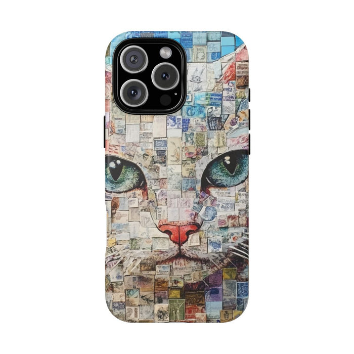 Kattengezicht Collage met Blauwe Achtergrond