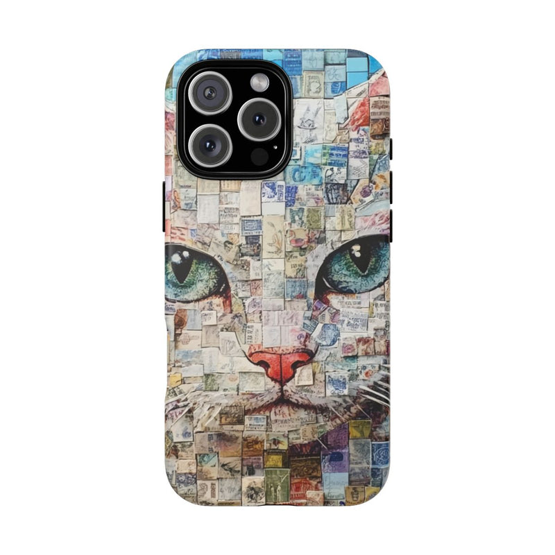 Kattengezicht Collage met Blauwe Achtergrond