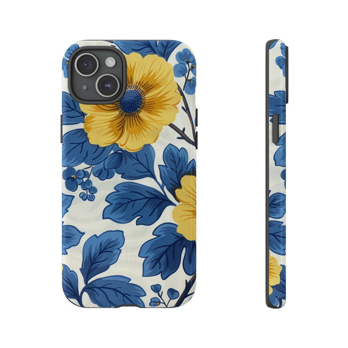 Blauw-Geel Bloemenpatroon