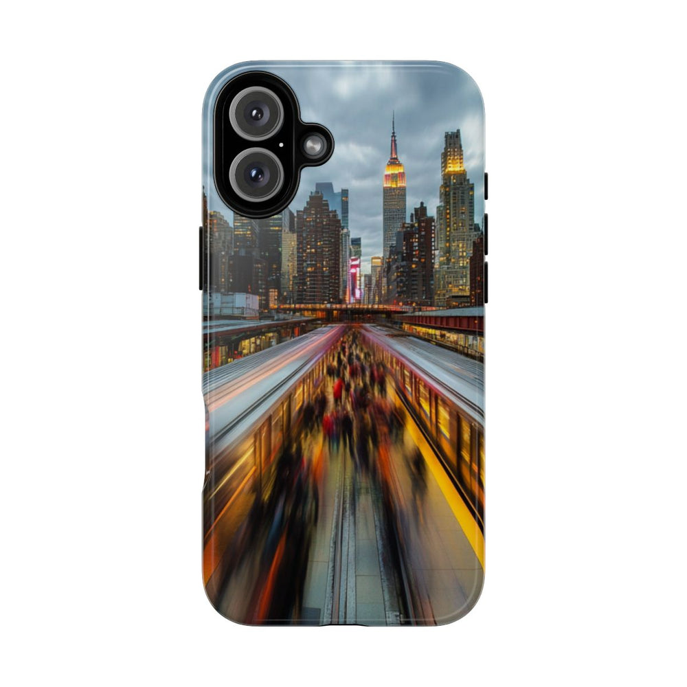 Stedelijke Skyline met Bewegende Metro