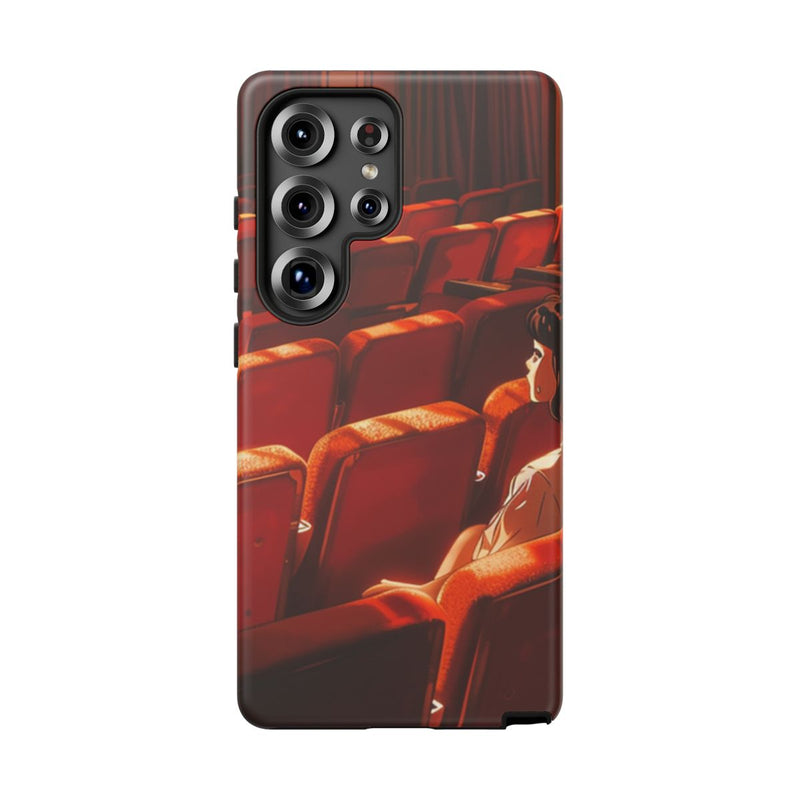 Meisje Alleen Zittend in Rode Theaterstoelen