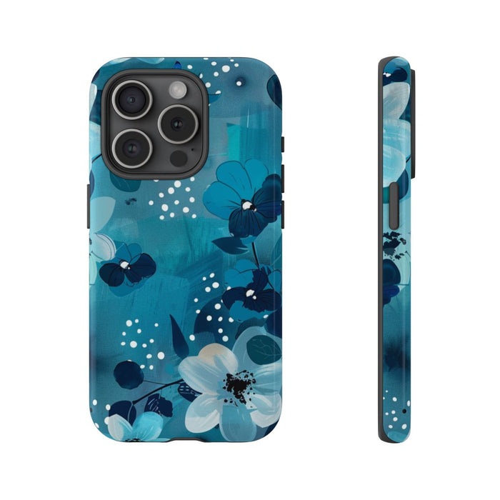 Turquoise Bloemenpatroon met Stippen