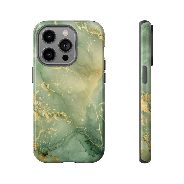 Groene en Gouden Marmer Abstract
