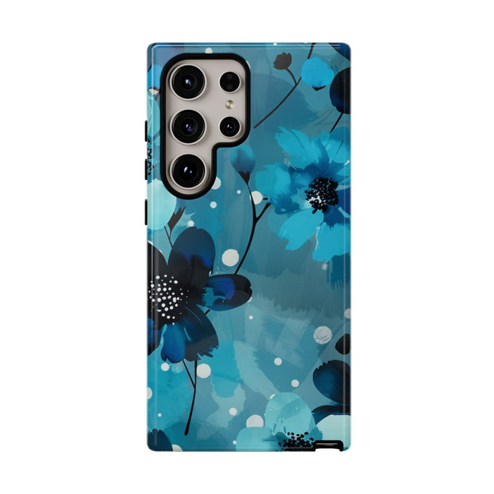 Blauw Bloemenpatroon met Stippen