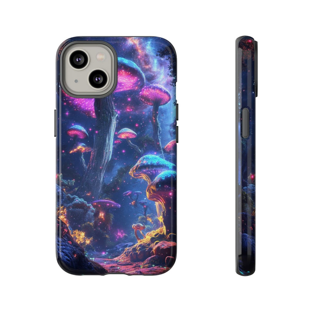 Glinsterende Bioluminescente Paddenstoelen in Kosmische Nacht